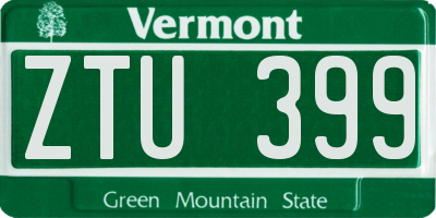 VT license plate ZTU399