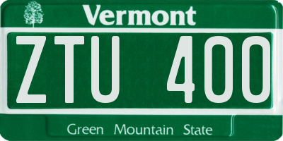 VT license plate ZTU400