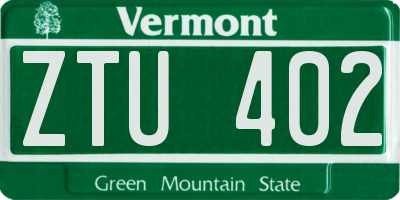 VT license plate ZTU402