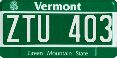 VT license plate ZTU403