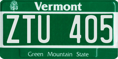 VT license plate ZTU405