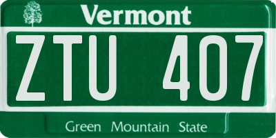 VT license plate ZTU407