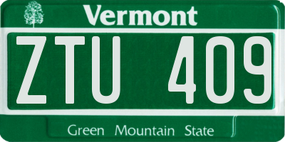 VT license plate ZTU409