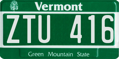 VT license plate ZTU416