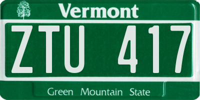 VT license plate ZTU417