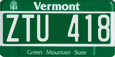 VT license plate ZTU418