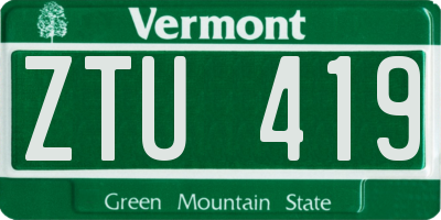VT license plate ZTU419