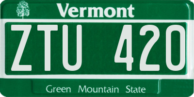 VT license plate ZTU420