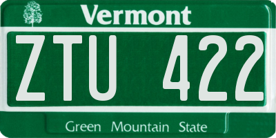 VT license plate ZTU422