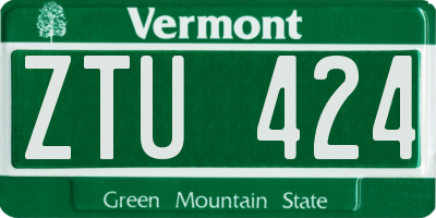 VT license plate ZTU424