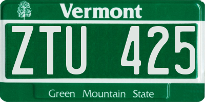 VT license plate ZTU425
