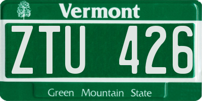 VT license plate ZTU426