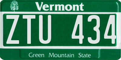 VT license plate ZTU434