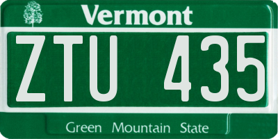 VT license plate ZTU435