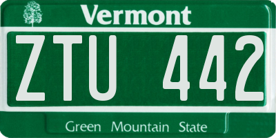 VT license plate ZTU442