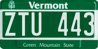 VT license plate ZTU443