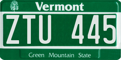 VT license plate ZTU445