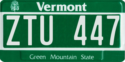 VT license plate ZTU447