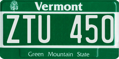 VT license plate ZTU450