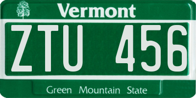 VT license plate ZTU456