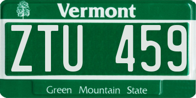 VT license plate ZTU459