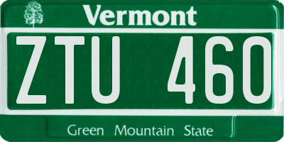 VT license plate ZTU460