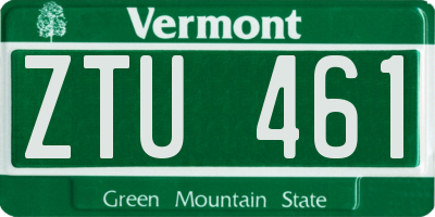 VT license plate ZTU461