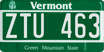 VT license plate ZTU463