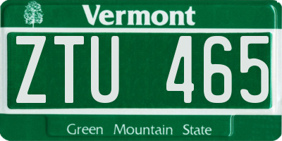 VT license plate ZTU465