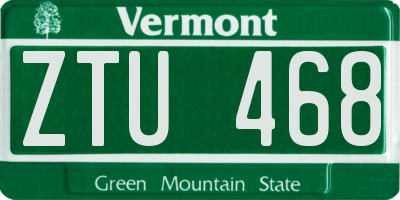 VT license plate ZTU468