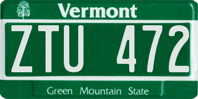 VT license plate ZTU472