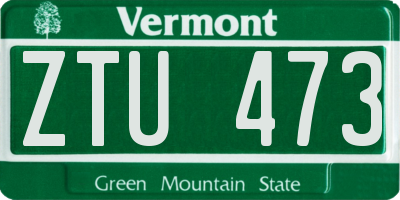 VT license plate ZTU473