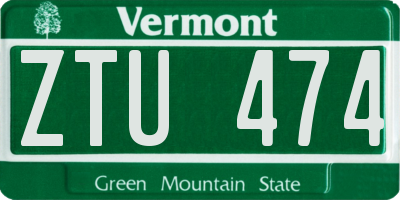 VT license plate ZTU474
