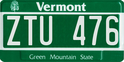 VT license plate ZTU476