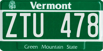 VT license plate ZTU478