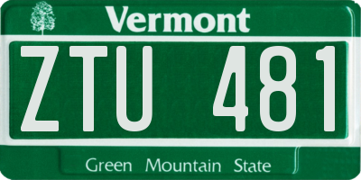 VT license plate ZTU481