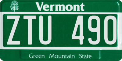 VT license plate ZTU490