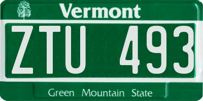 VT license plate ZTU493