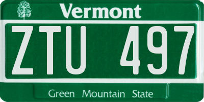 VT license plate ZTU497
