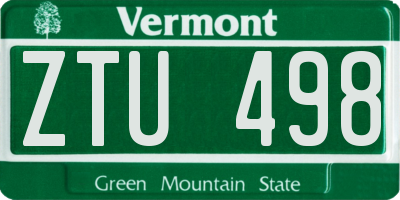 VT license plate ZTU498