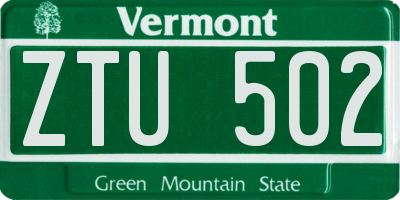 VT license plate ZTU502