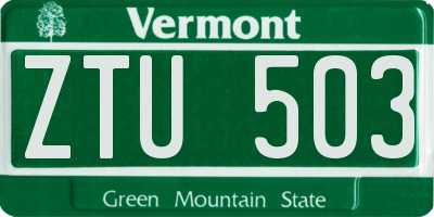 VT license plate ZTU503