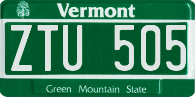 VT license plate ZTU505