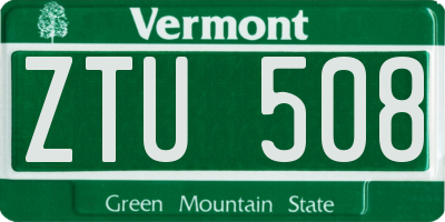 VT license plate ZTU508
