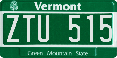 VT license plate ZTU515
