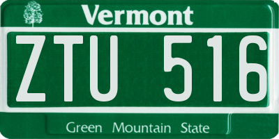 VT license plate ZTU516