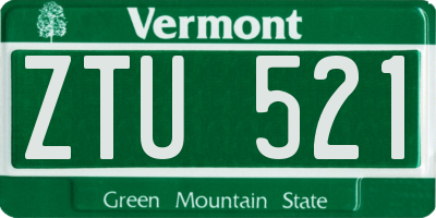 VT license plate ZTU521