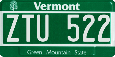 VT license plate ZTU522