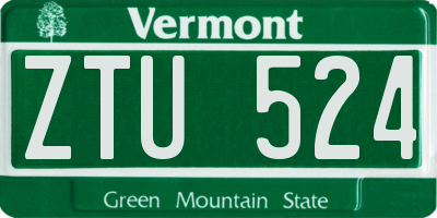 VT license plate ZTU524