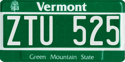 VT license plate ZTU525